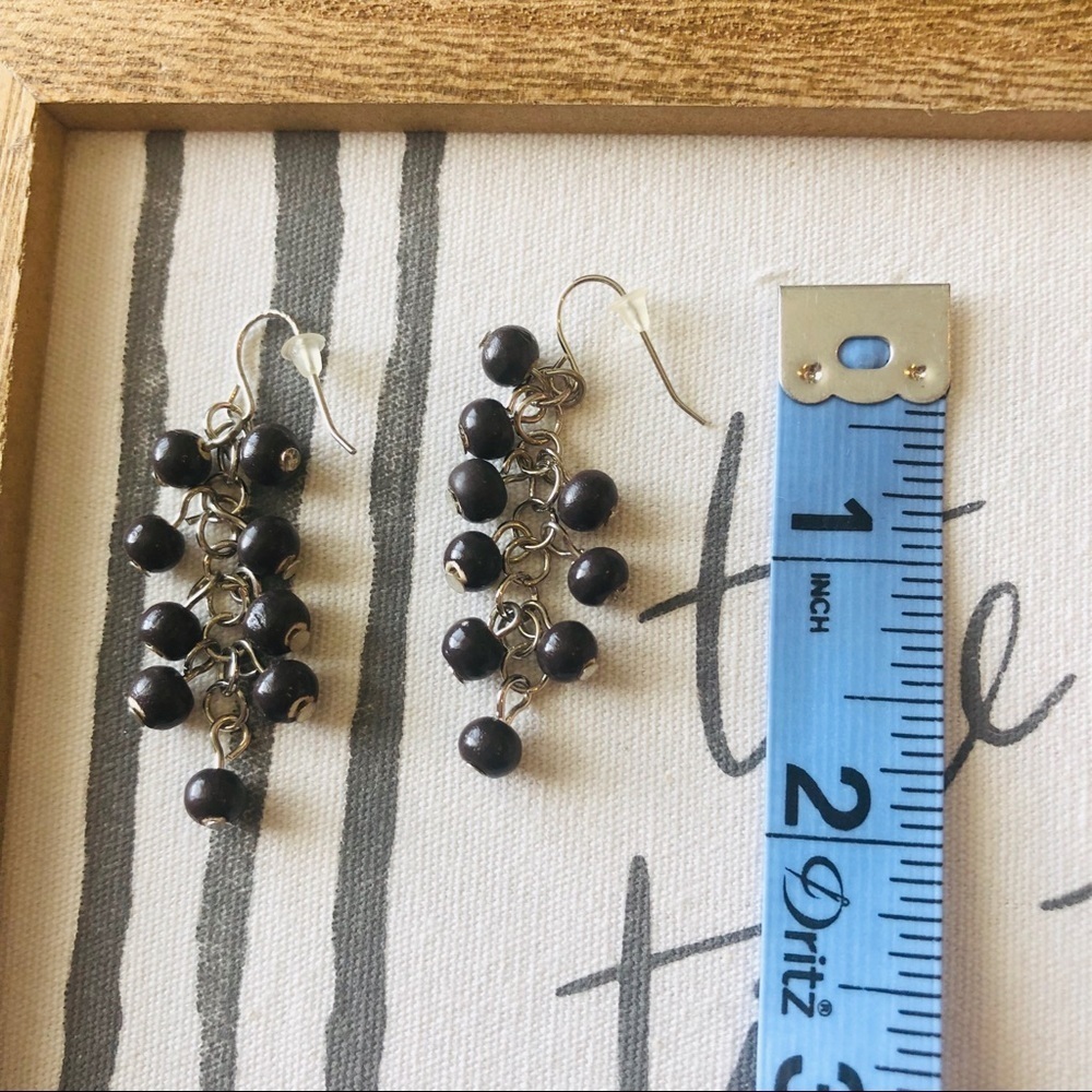 🌸Dangle earrings handmade black beads - Picture 3 of 4